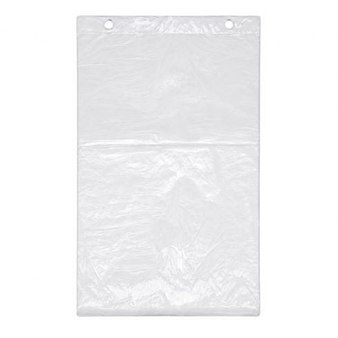 Transparenter LDPE-Flachbeutel 30 x 50 cm mit Blockrand und Aufhängelochung auf weißem Hintergrund.