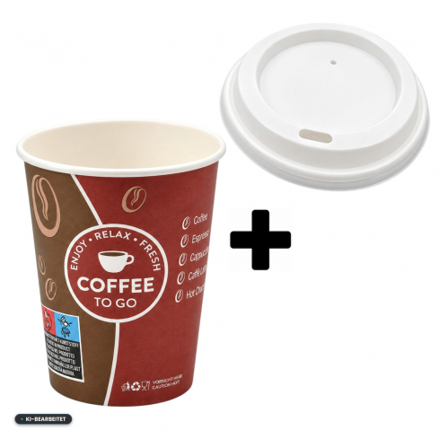 SPARSET -1000 Stk. Coffee to Go Becher 300ml + Deckel