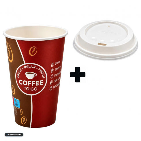 SPARSET -1000 Stk. Coffee to Go Becher 400ml + Deckel